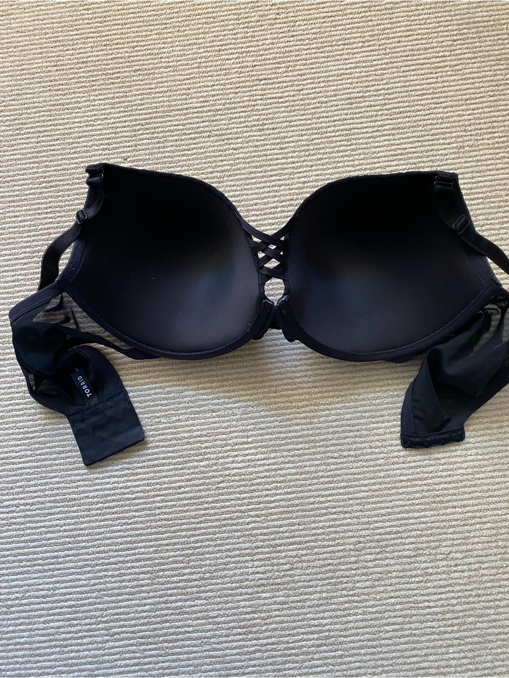 torrid Black & Gray Lace-Overlay Underwire Bra XO Boost Plunge 42F 42DDD - Picture 4 of 7